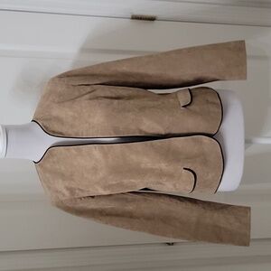 UltraSuede Size Tag Removed, Approx. M. Beige Open Collarless Jacket